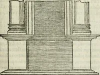 An illustration from M. Vitrvvii Pollionis De architectvra libri decem ad Caesarem Avgvstvm : omnibus omnium editionibus longè emendatiores, collatis veteribus exemplis : accesservnt Gulielmi Philandri Castilionii, ciuis Romani, annotationes castigatiores, & plus tertia parte locupletiores : adiecta est Epitome in omnes Georgij Agricolae De mensuris & ponderibus libros, eodem avtore : cum Graeco pariter & Latino indice locupletissimo (1552)