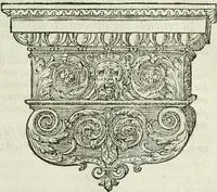 An illustration from M. Vitrvvii Pollionis De architectvra libri decem ad Caesarem Avgvstvm : omnibus omnium editionibus longè emendatiores, collatis veteribus exemplis : accesservnt Gulielmi Philandri Castilionii, ciuis Romani, annotationes castigatiores, & plus tertia parte locupletiores : adiecta est Epitome in omnes Georgij Agricolae De mensuris & ponderibus libros, eodem avtore : cum Graeco pariter & Latino indice locupletissimo (1552)