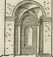 An illustration from M. Vitrvvii Pollionis De architectvra libri decem ad Caesarem Avgvstvm : omnibus omnium editionibus longè emendatiores, collatis veteribus exemplis : accesservnt Gulielmi Philandri Castilionii, ciuis Romani, annotationes castigatiores, & plus tertia parte locupletiores : adiecta est Epitome in omnes Georgij Agricolae De mensuris & ponderibus libros, eodem avtore : cum Graeco pariter & Latino indice locupletissimo (1552)
