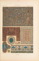 An illustration from Polychromatic ornament. One hundred plates in gold, silver, and colours, comprising upwards of two thousand specimens of the various styles of ancient, oriental, and mediæval art, and including therenaissance and the seventeenth and eigtheenth centuries (1877)