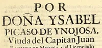 An illustration from Por doña Ysabel Picaso de Ynojosa, viuda del capitan Juan Vasquez de Medina, y el licenciado D. Uentura de Medina Picasso su hijo. : En el pleyto, que contra la susodicha movió el Capitan D. Theovaldo de Gorraez Vaumont, y Navarra, por si, y en nombre de el Mariscal de Castilla don Carlos Antonio de Luna, y Arellano, en cuya vida corre el officio de Guarda-mayor de la Real Casa de la Moneda de este reyno. Sobre, que se debe estar al contrato, y declaracion hecha por dicho mariscal de pertenecer todo el valor, y emolumentos de dicho officio, â dicho licenciado, y que se debe poner perpetuo silencio à las pretenciones de dicho mariscal (1690)