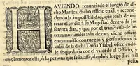 An illustration from Por doña Ysabel Picaso de Ynojosa, viuda del capitan Juan Vasquez de Medina, y el licenciado D. Uentura de Medina Picasso su hijo. : En el pleyto, que contra la susodicha movió el Capitan D. Theovaldo de Gorraez Vaumont, y Navarra, por si, y en nombre de el Mariscal de Castilla don Carlos Antonio de Luna, y Arellano, en cuya vida corre el officio de Guarda-mayor de la Real Casa de la Moneda de este reyno. Sobre, que se debe estar al contrato, y declaracion hecha por dicho mariscal de pertenecer todo el valor, y emolumentos de dicho officio, â dicho licenciado, y que se debe poner perpetuo silencio à las pretenciones de dicho mariscal (1690)