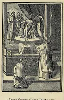 An illustration from Potewatemi nememissinoikan ewiyowat nemadjik catholiques endjik (1846)