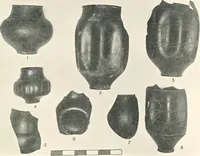An illustration from The pottery found at Silchester : a descriptive account of the pottery recovered during the excavations on the site of the Romano-British city of Calleva Atrebatum at Silchester, Hants., and deposited in the Reading Museum (1916)
