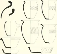 An illustration from The pottery found at Silchester : a descriptive account of the pottery recovered during the excavations on the site of the Romano-British city of Calleva Atrebatum at Silchester, Hants., and deposited in the Reading Museum (1916)