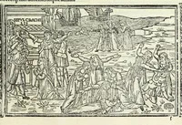 An illustration from P. Ouidii Metamorphosis : cum luculentissimis Raphaelis Regij enarrationibus : quibus cũ alia q̃da[m] ascripta sunt : q̃ in exemplarib[us] antea impressis nom inueniuntur : tum eorum apologia : q̃ fuerant a quibusdam reprehensa (1517)