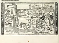 An illustration from P. Ouidii Metamorphosis : cum luculentissimis Raphaelis Regij enarrationibus : quibus cũ alia q̃da[m] ascripta sunt : q̃ in exemplarib[us] antea impressis nom inueniuntur : tum eorum apologia : q̃ fuerant a quibusdam reprehensa (1517)