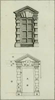 An illustration from Practical architecture, or, A sure guide to the true working according to the rules of that science : representing the five orders, with their several doors & windows, taken from Inigo Jones & other celebrated architects : to each plate tables containing the exact proportions of the several parts are likewise fitted : very usefull to all true lovers of architecture but particularly so to those who are engaged in ye noble art of building (1724)