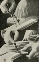 An illustration from Practical bookbinding : a text-book intended for those who take up the art of bookbinding, and designed to give sufficient help to enable handy persons to bind their books and periodicals (1908)