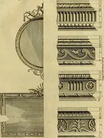 An illustration from Practical builder, or, Workman's general assistant, shewing the most approved and easy methods for drawing and working the whole or separate part of any building ... rules of carpentry ... the proportion of the five orders ... with plans and elevations of gentlemens and farm-houses, yards, barns, (1774)