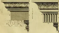 An illustration from Practical builder, or, Workman's general assistant, shewing the most approved and easy methods for drawing and working the whole or separate part of any building ... rules of carpentry ... the proportion of the five orders ... with plans and elevations of gentlemens and farm-houses, yards, barns, (1774)