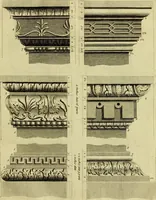 An illustration from Practical builder, or, Workman's general assistant, shewing the most approved and easy methods for drawing and working the whole or separate part of any building ... rules of carpentry ... the proportion of the five orders ... with plans and elevations of gentlemens and farm-houses, yards, barns, (1774)