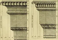 An illustration from Practical builder, or, Workman's general assistant, shewing the most approved and easy methods for drawing and working the whole or separate part of any building ... rules of carpentry ... the proportion of the five orders ... with plans and elevations of gentlemens and farm-houses, yards, barns, (1774)