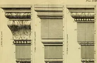 An illustration from Practical builder, or, Workman's general assistant, shewing the most approved and easy methods for drawing and working the whole or separate part of any building ... rules of carpentry ... the proportion of the five orders ... with plans and elevations of gentlemens and farm-houses, yards, barns, (1774)