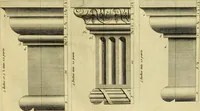 An illustration from Practical builder, or, Workman's general assistant, shewing the most approved and easy methods for drawing and working the whole or separate part of any building ... rules of carpentry ... the proportion of the five orders ... with plans and elevations of gentlemens and farm-houses, yards, barns, (1774)