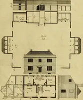 An illustration from Practical builder, or, Workman's general assistant, shewing the most approved and easy methods for drawing and working the whole or separate part of any building ... rules of carpentry ... the proportion of the five orders ... with plans and elevations of gentlemens and farm-houses, yards, barns, (1774)