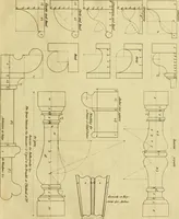 An illustration from Practical builder, or, Workman's general assistant, shewing the most approved and easy methods for drawing and working the whole or separate part of any building ... rules of carpentry ... the proportion of the five orders ... with plans and elevations of gentlemens and farm-houses, yards, barns, (1774)