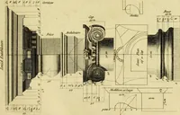 An illustration from Practical builder, or, Workman's general assistant, shewing the most approved and easy methods for drawing and working the whole or separate part of any building ... rules of carpentry ... the proportion of the five orders ... with plans and elevations of gentlemens and farm-houses, yards, barns, (1774)