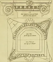 An illustration from Practical builder, or, Workman's general assistant, shewing the most approved and easy methods for drawing and working the whole or separate part of any building ... rules of carpentry ... the proportion of the five orders ... with plans and elevations of gentlemens and farm-houses, yards, barns, (1774)