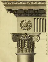 An illustration from Practical builder, or, Workman's general assistant, shewing the most approved and easy methods for drawing and working the whole or separate part of any building ... rules of carpentry ... the proportion of the five orders ... with plans and elevations of gentlemens and farm-houses, yards, barns, (1774)