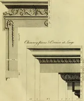 An illustration from Practical builder, or, Workman's general assistant, shewing the most approved and easy methods for drawing and working the whole or separate part of any building ... rules of carpentry ... the proportion of the five orders ... with plans and elevations of gentlemens and farm-houses, yards, barns, (1774)