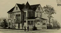 An illustration from Practical bungalows and cottages for town and country, perspective views and floor plans for three hundred low and medium priced houses and bungalows .. (1916)