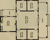 An illustration from Practical bungalows and cottages for town and country, perspective views and floor plans for three hundred low and medium priced houses and bungalows .. (1916)