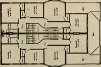 An illustration from Practical bungalows and cottages for town and country, perspective views and floor plans for three hundred low and medium priced houses and bungalows .. (1916)