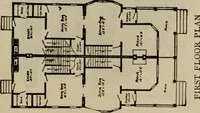 An illustration from Practical bungalows and cottages for town and country, perspective views and floor plans for three hundred low and medium priced houses and bungalows .. (1916)