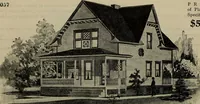 An illustration from Practical bungalows and cottages for town and country, perspective views and floor plans for three hundred low and medium priced houses and bungalows .. (1916)