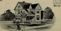 An illustration from Practical bungalows and cottages for town and country, perspective views and floor plans for three hundred low and medium priced houses and bungalows .. (1916)