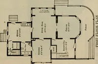 An illustration from Practical bungalows and cottages for town and country, perspective views and floor plans for three hundred low and medium priced houses and bungalows .. (1916)