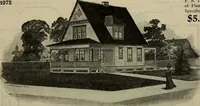 An illustration from Practical bungalows and cottages for town and country, perspective views and floor plans for three hundred low and medium priced houses and bungalows .. (1916)
