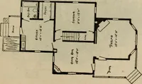 An illustration from Practical bungalows and cottages for town and country, perspective views and floor plans for three hundred low and medium priced houses and bungalows .. (1916)