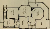 An illustration from Practical bungalows and cottages for town and country, perspective views and floor plans for three hundred low and medium priced houses and bungalows .. (1916)