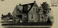 An illustration from Practical bungalows and cottages for town and country, perspective views and floor plans for three hundred low and medium priced houses and bungalows .. (1916)