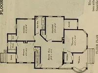 An illustration from Practical bungalows and cottages for town and country, perspective views and floor plans for three hundred low and medium priced houses and bungalows .. (1916)