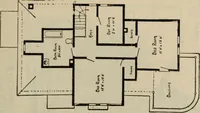 An illustration from Practical bungalows and cottages for town and country, perspective views and floor plans for three hundred low and medium priced houses and bungalows .. (1916)