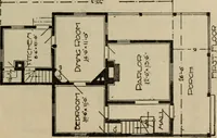 An illustration from Practical bungalows and cottages for town and country, perspective views and floor plans for three hundred low and medium priced houses and bungalows .. (1916)