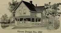 An illustration from Practical bungalows and cottages for town and country, perspective views and floor plans for three hundred low and medium priced houses and bungalows .. (1916)