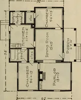 An illustration from Practical bungalows and cottages for town and country, perspective views and floor plans for three hundred low and medium priced houses and bungalows .. (1916)