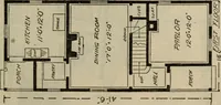 An illustration from Practical bungalows and cottages for town and country, perspective views and floor plans for three hundred low and medium priced houses and bungalows .. (1916)