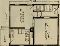 An illustration from Practical bungalows and cottages for town and country, perspective views and floor plans for three hundred low and medium priced houses and bungalows .. (1916)