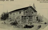 An illustration from Practical bungalows and cottages for town and country, perspective views and floor plans for three hundred low and medium priced houses and bungalows .. (1916)