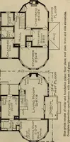 An illustration from Practical bungalows and cottages for town and country, perspective views and floor plans for three hundred low and medium priced houses and bungalows .. (1916)