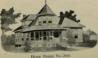 An illustration from Practical bungalows and cottages for town and country, perspective views and floor plans for three hundred low and medium priced houses and bungalows .. (1916)