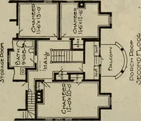 An illustration from Practical bungalows and cottages for town and country, perspective views and floor plans for three hundred low and medium priced houses and bungalows .. (1916)