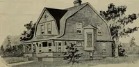 An illustration from Practical bungalows and cottages for town and country, perspective views and floor plans for three hundred low and medium priced houses and bungalows .. (1916)