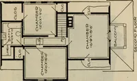 An illustration from Practical bungalows and cottages for town and country, perspective views and floor plans for three hundred low and medium priced houses and bungalows .. (1916)
