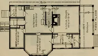 An illustration from Practical bungalows and cottages for town and country, perspective views and floor plans for three hundred low and medium priced houses and bungalows .. (1916)